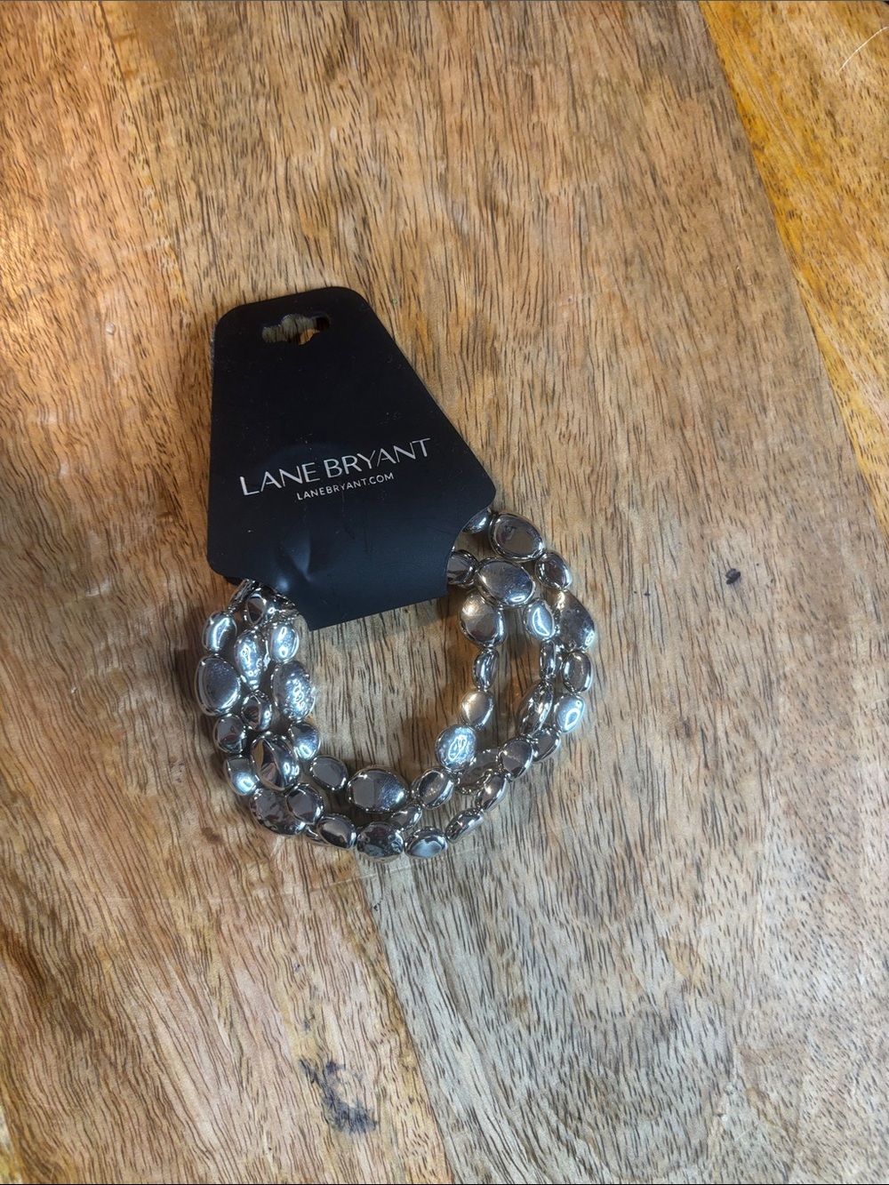 Lane Bryant Silver Multi-Strand Beaded Stretch Bracelet